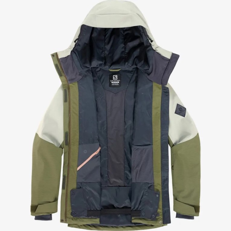 Dámské Lyžařské Bundy Salomon Proof Light Insulated Hoodie Mátově Zelená Olivy Zelené | CZ 39NOYKV